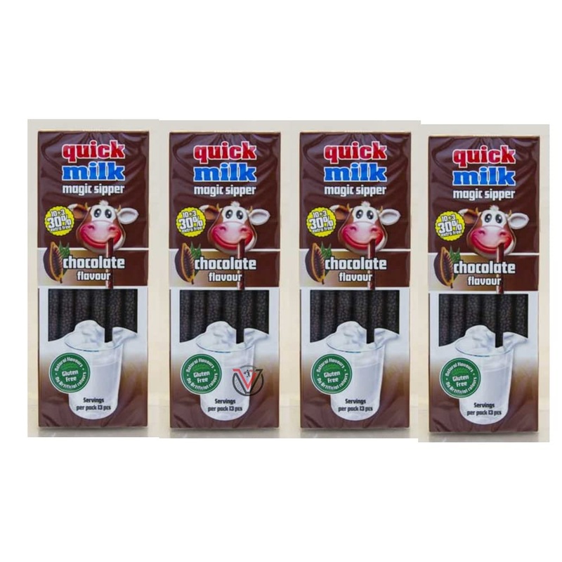 04 x Quick Milk Magic Sipper Choc Straws - Chocolate Flavour