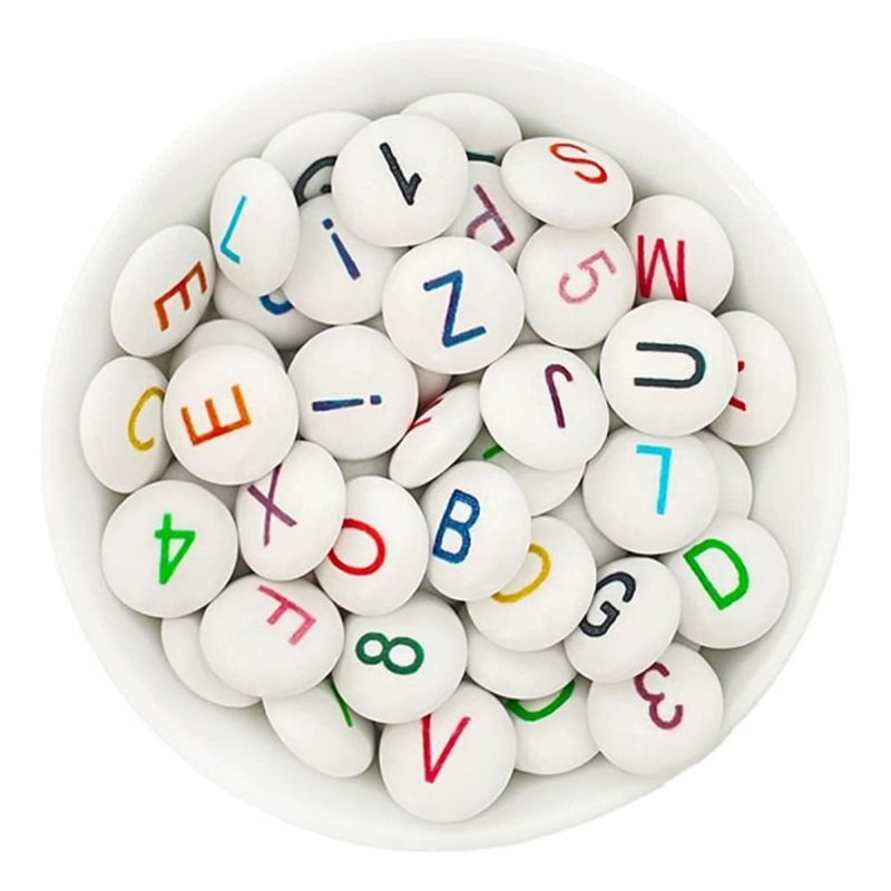 Chocolate lentils printed motif - letters & numbers - milk chocolate (50)