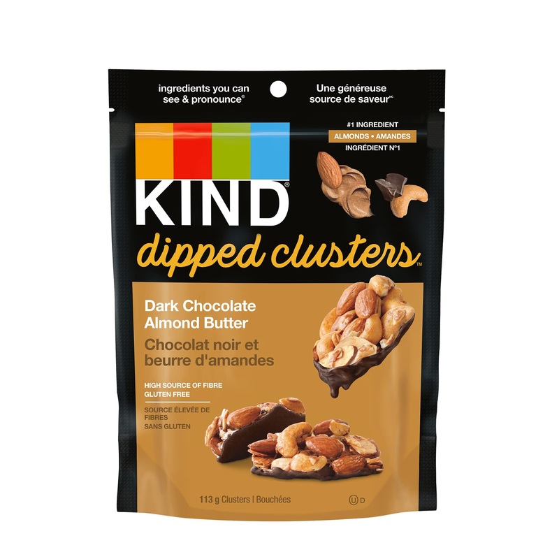 Du-Bro Products KIND Dipped Clusters Dark Chocolate Almond Butter Gluten Free Snacks 113g Bag brown