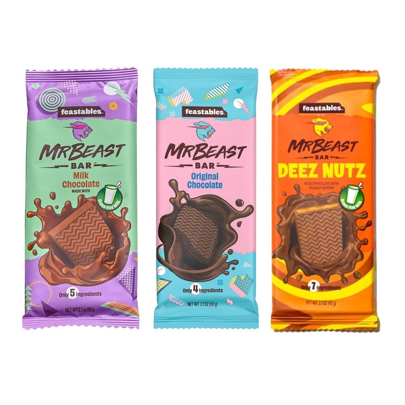 Feastables MrBeast - Try Pack - Pack of 3 - Original / Deez Nutz/Milk
