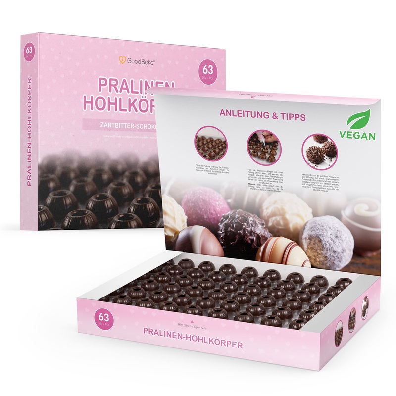 Goodbake chocolate hollow body (63 pcs)-dark chocolate-make chocolates yourself with chocolate hollow balls chocolate shape chocolate forms for Christmas chocolates ...