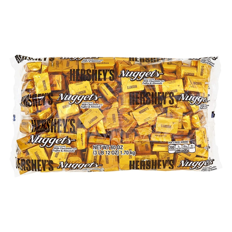 HERSHEY'S Nuggests Extra Creamy Milk Chocolate Candy, Bag toffee, Toffee and Almonds, 60 Ounce