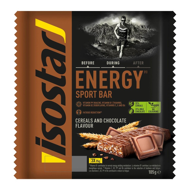 Isostar - Energy Sport Bar Cereal Chocolate Flavor - Energy Bars Source of Carbohydrates - Energy Supply - 3x35