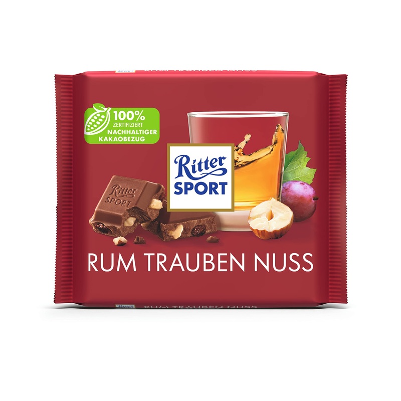 Knight Sport around grapes nut 100 g whole milk chocolate with real Jamaica rum fruity grapes and walnuts chocolate with rum aroma for Caribbean enjoyment raisin