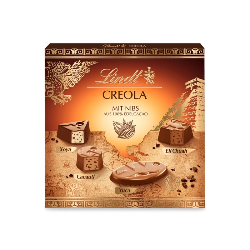 Lindt chocolate - Creola Pralin s |100 g |Pralines box with 9 chocolates in 4 delicious varieties without alcohol with cocoa Nibs made of 100 % fine cocoa |Praline gift |Chocolate gift