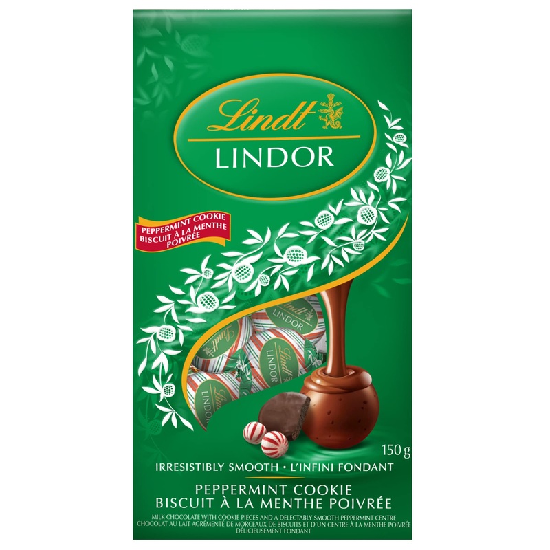 LINDT LINDOR Peppermint Cookie Milk Chocolate Truffles 150g Gram Bag Limited Edition Individually Wrapped Chocolate Christmas Chocolate