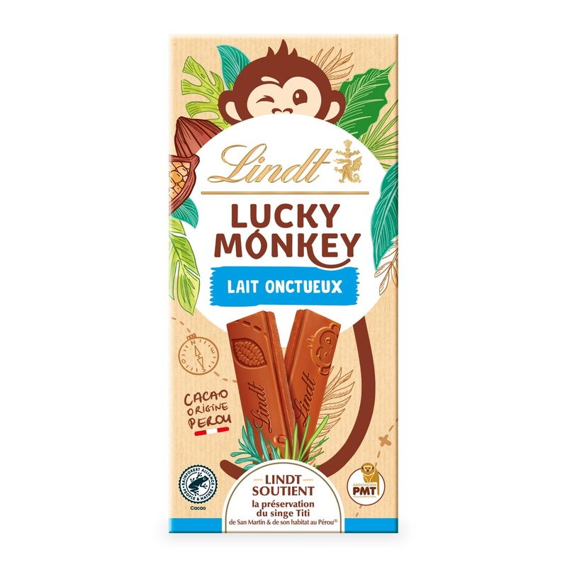 Lindt - LUCKY MONKEY Smooth Milk Bar - Milk Chocolate 100g