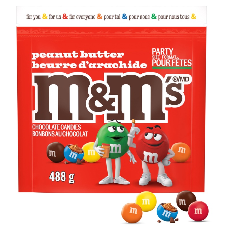 M&M'S Peanut Butter Milk Chocolate Candies Party Size Bag 488g Peanut Butter 488g