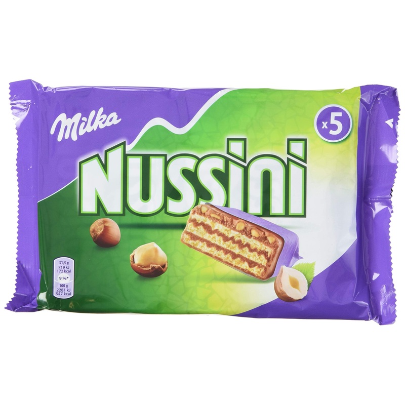 Milka Nussini - Hazelnut cream wafer slices with chocolate coating - 16 x 157.5g Nussini 157.5 g (pack of 16)