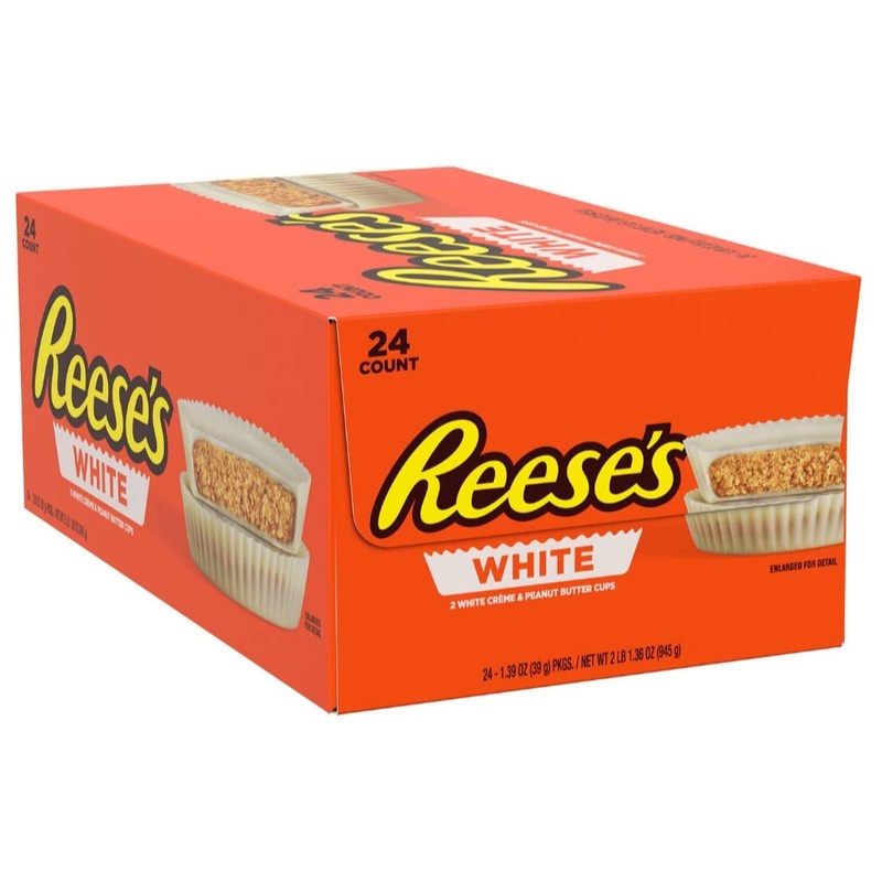 REESE'S WHITE 2 WHITE CREME & PEANUT BUTTER CUPS BOX OF 24