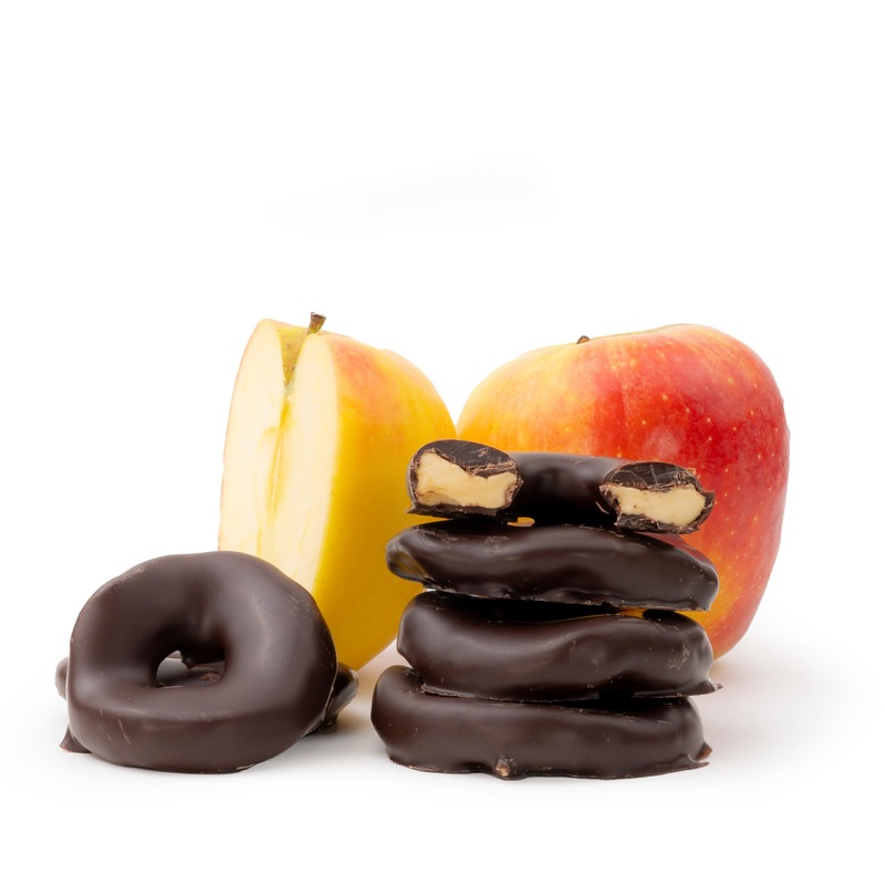 Apple rings in fine dark chocolate 250 g | chocolate-covered fruits | fine dark chocolate