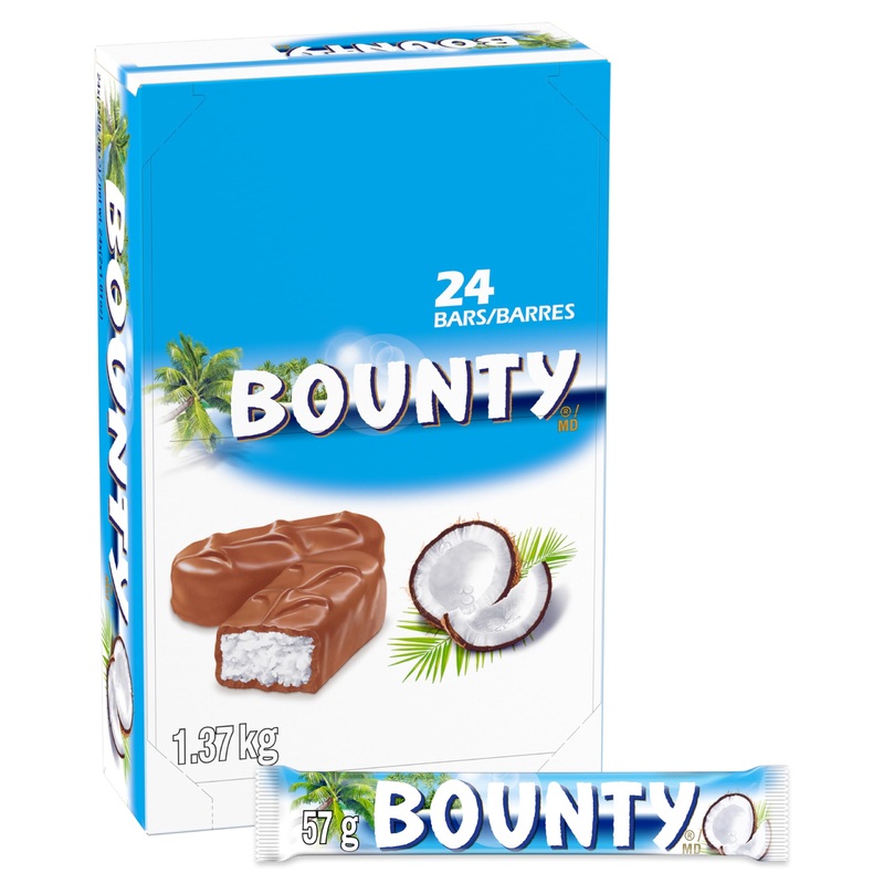 BOUNTY Coconut Milk Chocolate Bar Full Size Bar 57g (Pack of 24)