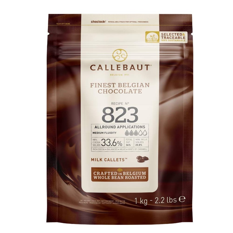 Callebaut Milk Chocolate Callets 823-1 kg - 33.6% Cocoa Finest Belgian Chocolate Buttons 1 kg (Pack of 1)