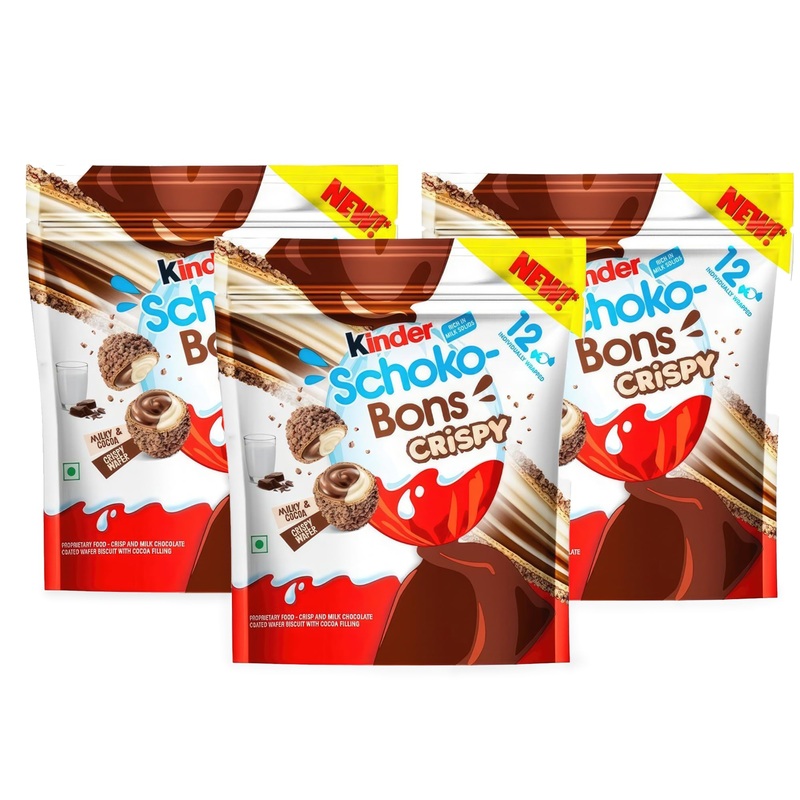 Children chocolate bons crispy 67.2g |3 pack: |Crispy pieces of rice in delicate milk chocolate with creamy hazelnut filling + Getzh Thankskyou sticker