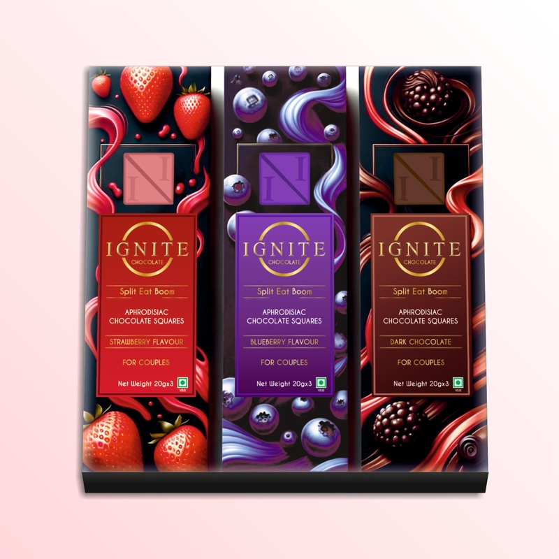 Ignite Chocolate Bars for Couples-Aphrodisiac Sweet Indulgence for Love: Valentine s Day Date night & Wedding Gift | 3 Flavors Dark Chocolate Blueberry Strawberry
