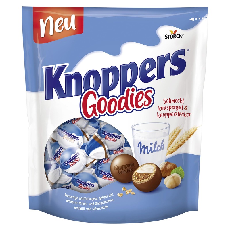 Knoppers Goodies - 1 x 180g - crispy wafer balls filled with delicious milk and nougat cream covered in chocolate