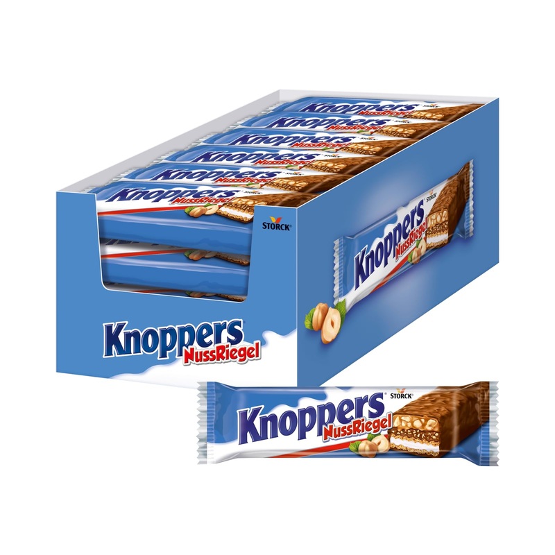 Knoppers NussRiegel 24 x 40g Chocolate bar with milk and nougat cream hazelnuts caramel and milk chocolate