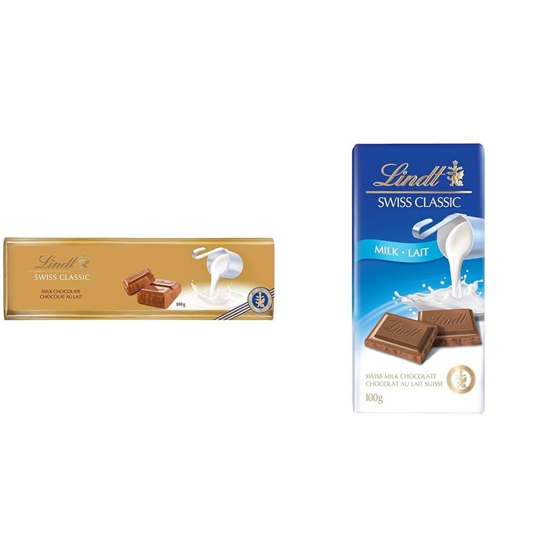 Lindt SWISS CLASSIC Gold Milk Chocolate Bar 300 Grams & Swiss Classic Milk Chocolate Chocolate Bar 100 Grams (Pack of 1) Bar + Bar 100 Grams (Pack of 1)