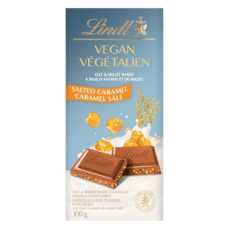 Lindt Vegan Salted Caramel Chocolate Bar 100 Grams Salted Caramel Full Size