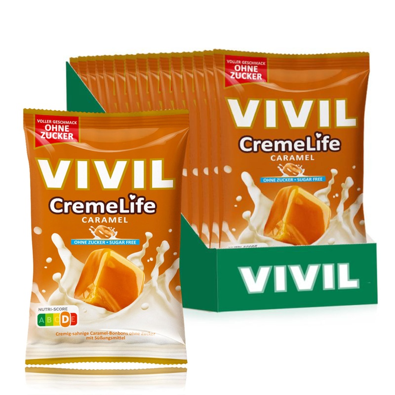 VIVIL Creme Life Caramel 15 bags cream candies with caramel flavour sugar-free & gluten-free 15 x 110g Caramel 15 bags