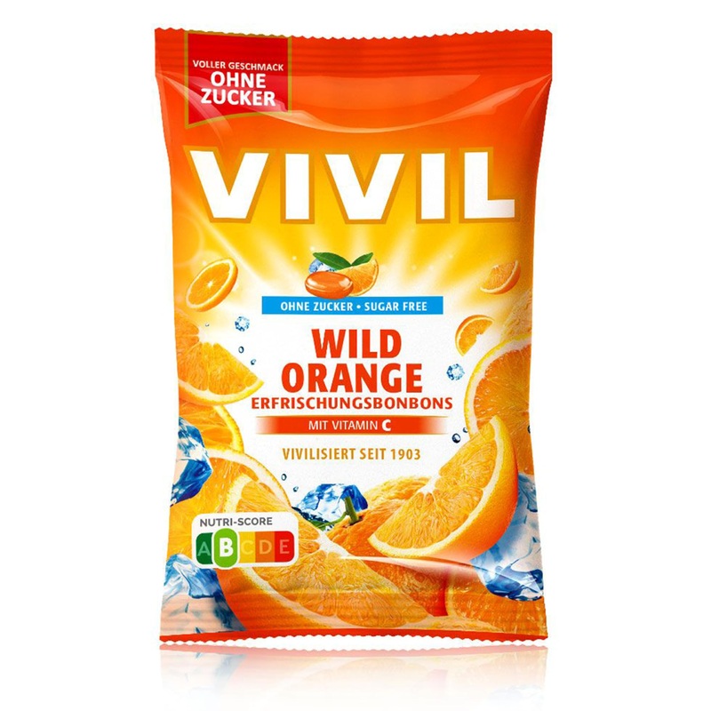 Vivil Wild Orange with vitamin C 1 bag refreshing candies with orange taste without sugar & vegan 1 x 120g wild orange 1 bag