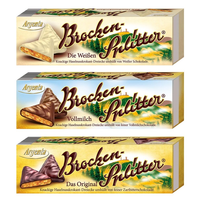 Argenta | Brocken Splitter Trio | Hazelnut brittle triangles in chocolate | 3 x 62.5 g