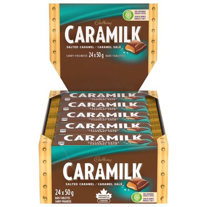Cadbury CARAMILK Salted Caramel Chocolate Candy Bar 50g Each (Pack of 24)