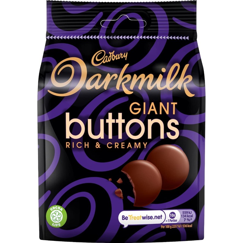 Cadbury Darkmilk Giant Buttons Chocolate Bag 90 g Darkmilk 90 g (Pack of 1)