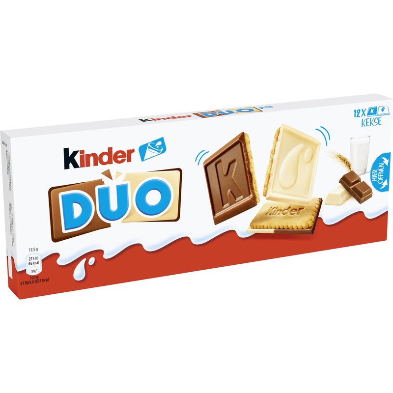 Ferrero Kinder DUO biscuits with milk and white chocolate 150g (12 biscuits)