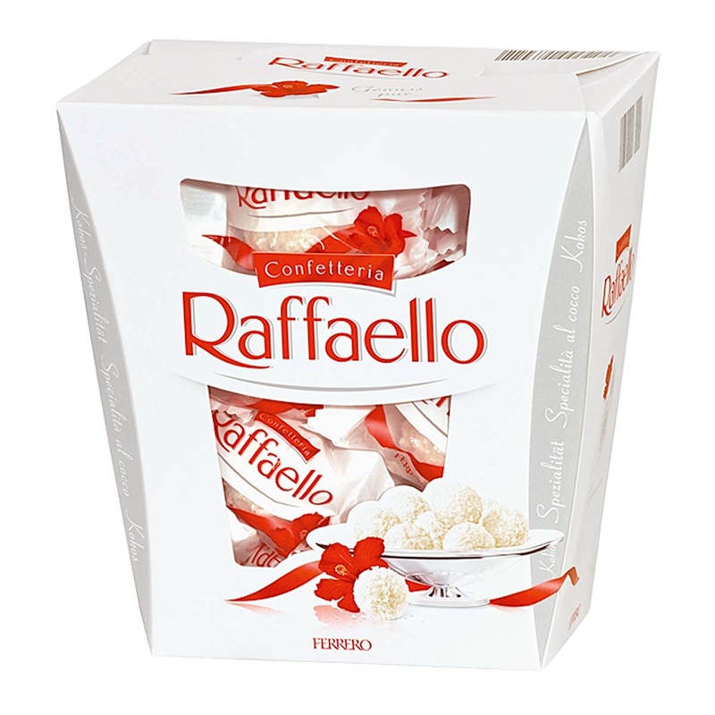 Ferrero Raffaello Fine cream crunchy almond crispy wafer and coconut flakes 1 pack of 150 g 150 gr (1 pack) Classic