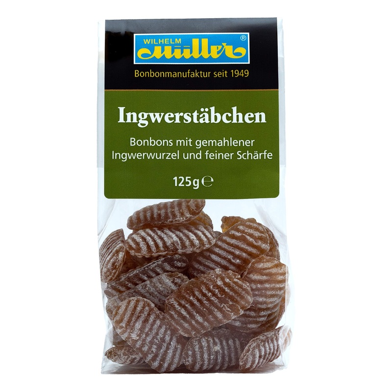 Ginger sticks candy with ground ginger root and fine spiciness (8 bags) Ginger 125 g (pack of 8)