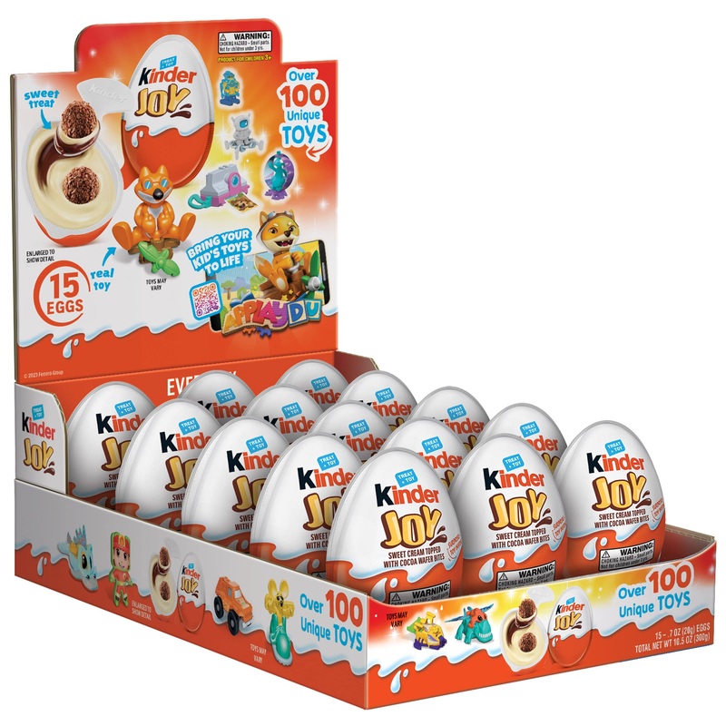 Kinder Joy Eggs, Cream And Chocolate Wafers With Toy Inside, Great For Halloween Treats, 10.5 Oz, 15 Eggs