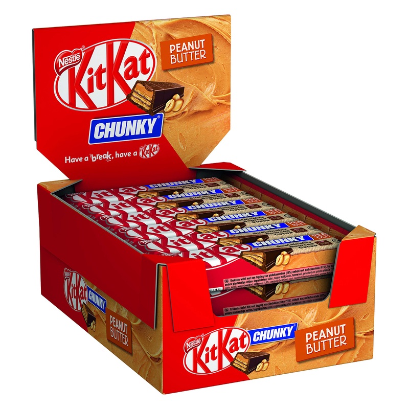 Kitkat nestl kitkat chunky peanut butter chocolate bar crispy bar with peanut cream & crispy waffle 24-pack (24 x 42g) peanut butter 42 g (24 Pack)