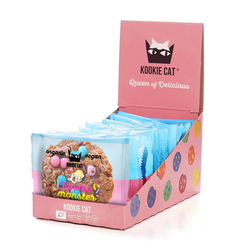 Kookie Cat Vanille & Colorful Praline Vegan cookies packed individually gluten-free soybreis organic and organic cashew & oat-12 x 50g multipack