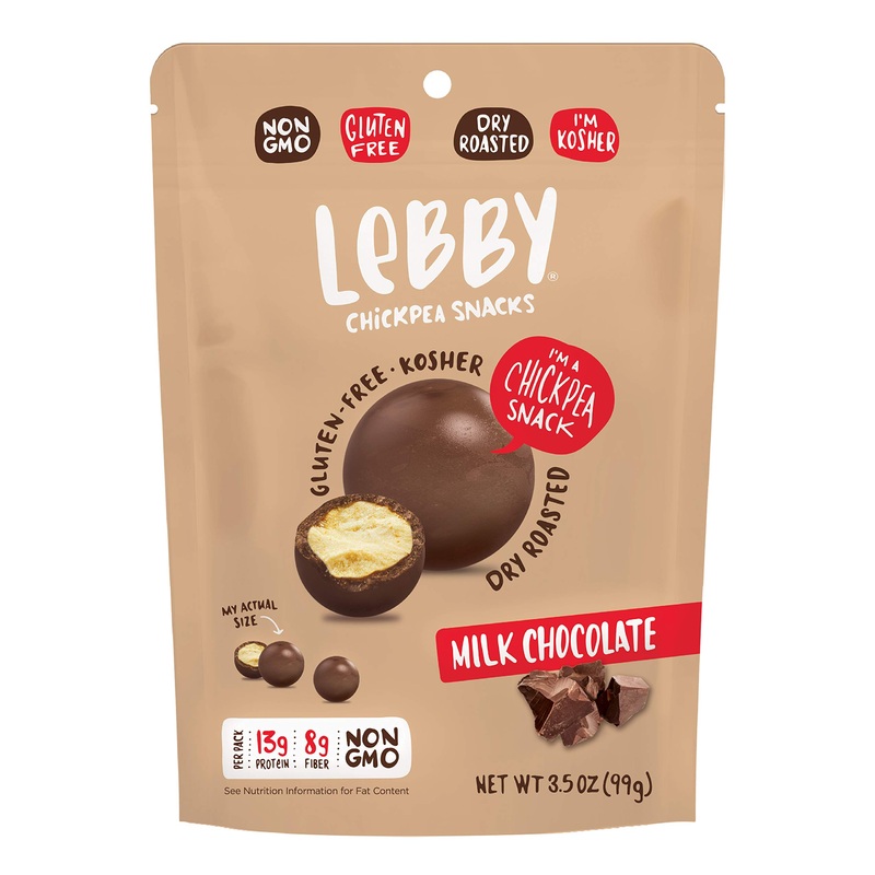Lebby Chickpea Snacks, Milk Chocolate, 3.5 oz, 6 pack Gluten Free, Non-GMO, High Protein and High Fiber, Healthy Snack
