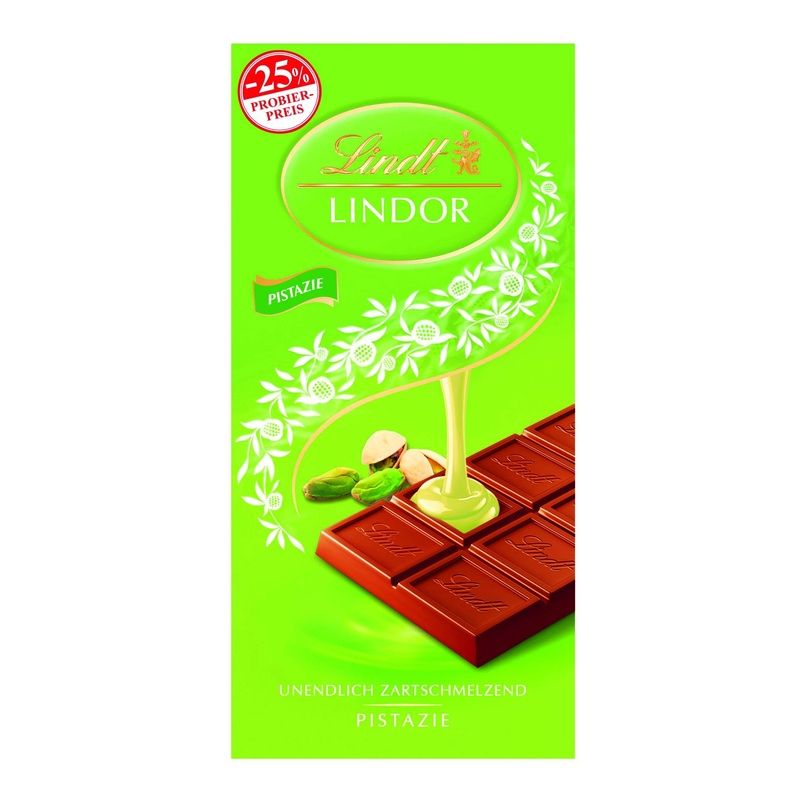 Lindt chocolate pistachie promotion 10 x 100 g blackboard finest whole milk chocolate with infinitely delicate filling filling with pistachio taste chocolate panel chocolate gift pistachie 100 g
