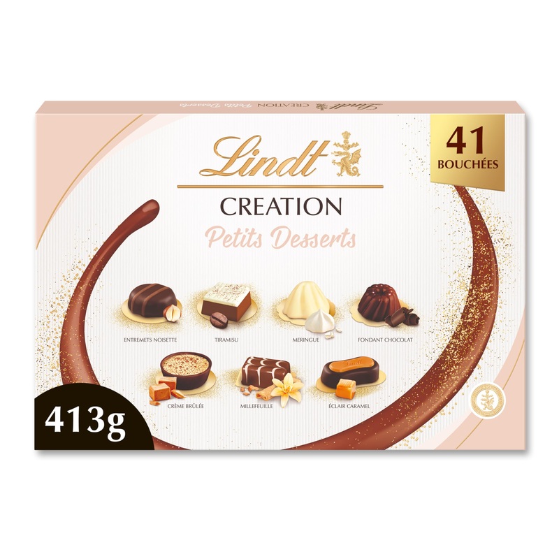 Lindt - CREATION Box of Small Desserts - Assortment of Milk Dark and White Chocolates - Pastry inspiration - Ideal for