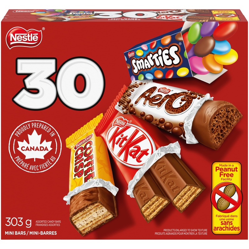 --- Nestle Assorted Chocolate & Candy - KITKAT Coffee Crisp AERO Smarties - 303g (Pack of 30 Mini Bars)