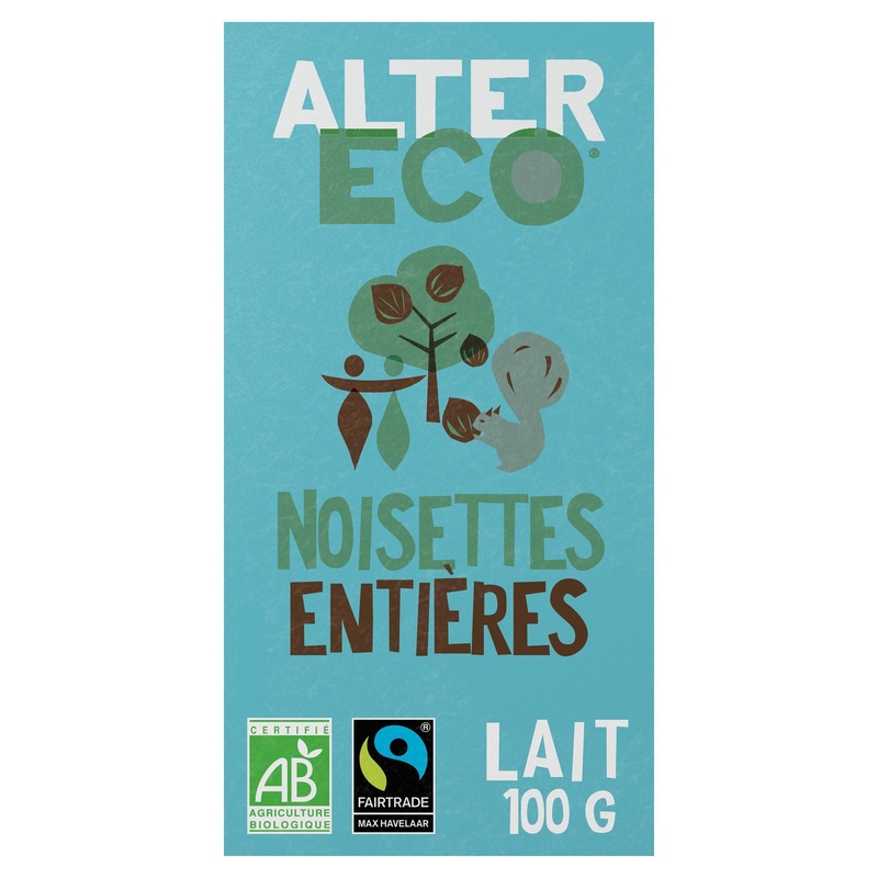 ALTER ECO - Whole Hazelnut Milk Chocolate - Organic & Fair Trade - Peru - 100g (Packaging May Vary)