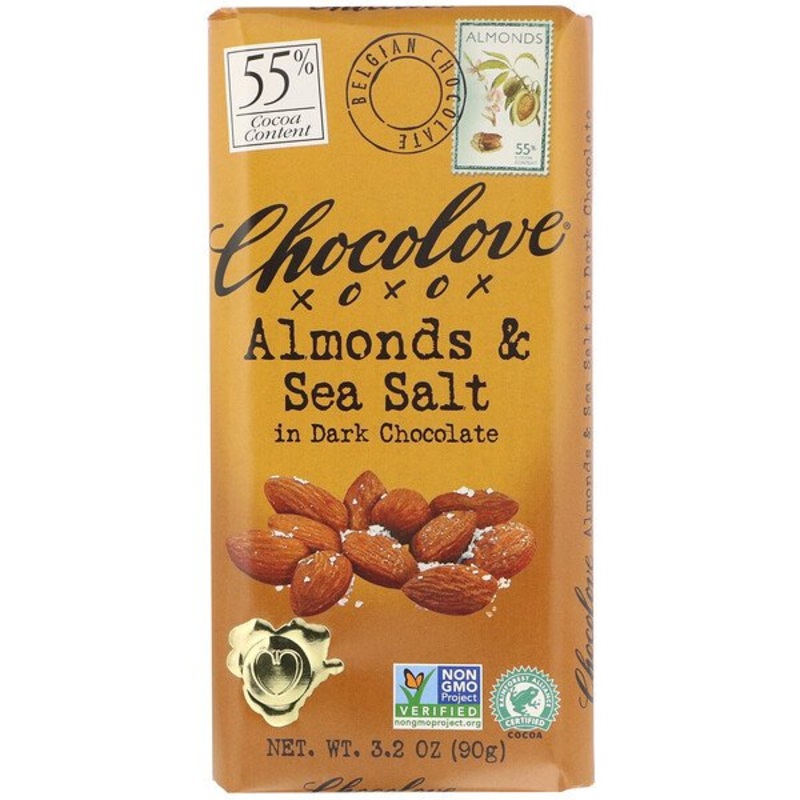Chocolove Almonds & Sea Salt in Dark Chocolate 55% Cocoa 3.2 oz (90 g)