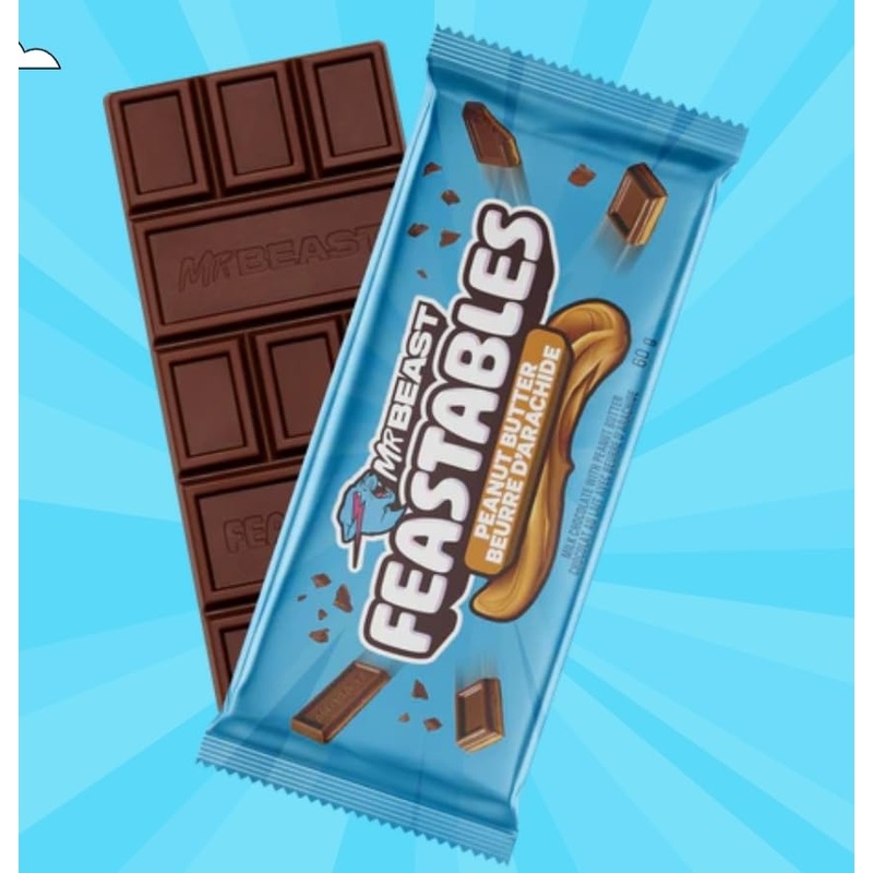 Feastables MrBEAST Feastbales MIlk chocolate with peanut butter pack of 10 bars 600g