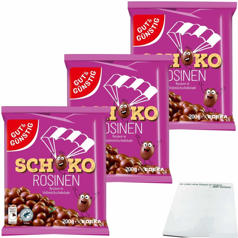 Good&Cheap Chocolate Raisins Raisins in Milk Chocolate 3 Pack (3x200g Pack) + usy Block