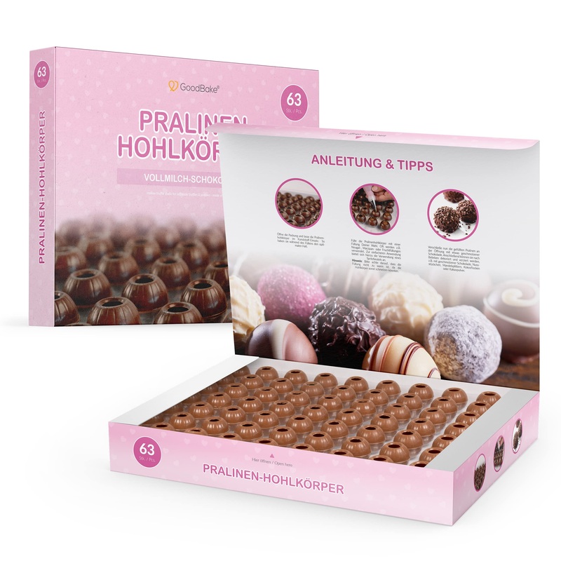 Goodbake chocolate hollow body (63 pcs)-whole milk chocolate-make chocolates yourself with chocolate hollow balls chocolate shape chocolate forms for Christmas chocolates ...