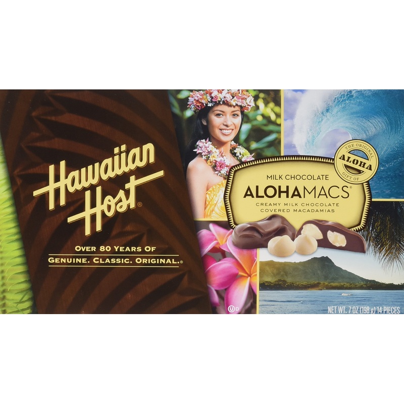 Hawaiian Host Aloha Macs Milk Chocolate Macadamia Nuts (7 ounce box, 14 pieces) (1 Box) Chocolate 7 Ounce (Pack of 1)