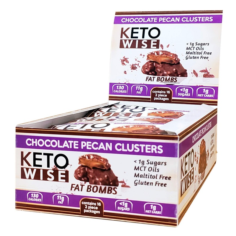 Keto Wise Fat Bombs - Chocolate Pecan Clusters - 16 packs 32g each