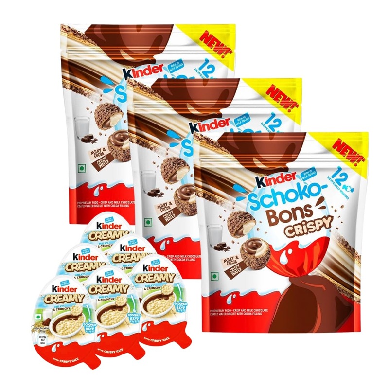Kinder Schokobons Crispy & Creamy Mix-Pack - Large pack with 3x Crispy and 6x Creamy for moments of enjoyment