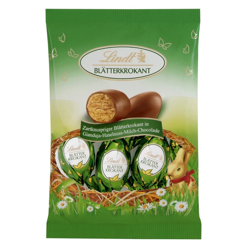 Lindt chocolate leaf -croced eggs |85 g bag |Eggs made of delicately crispy leaves in Gianduja-Haselnut-milk chocolate |Easter eggs |Chocolate eggs 3 packs of leafy-old eggs