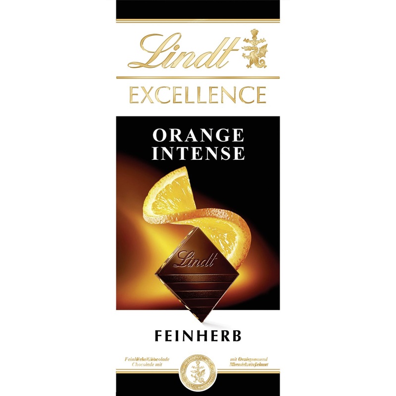 Lindt Excellence Orange Intense - Feinherbe Chocolate Tafel |Fine cooking chocolate with orange and almond pieces |Intensive cocoa taste |Dark chocolate 100g orange intense - version 2023