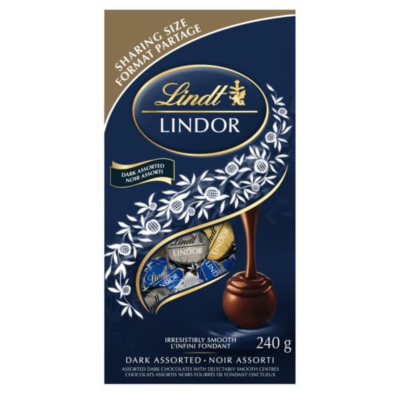 Lindt LINDOR Assorted Dark Chocolate Truffles 240-Gram Bag