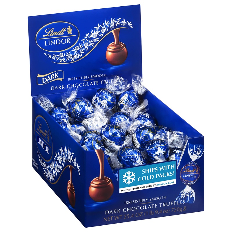 Lindt LINDOR Dark Chocolate Truffles, Dark Chocolate Candy with Smooth, Melting Truffle Center, Great for gift giving, 25.4 oz., 60 Count Dark 1.6 Pound (Pack of 1)